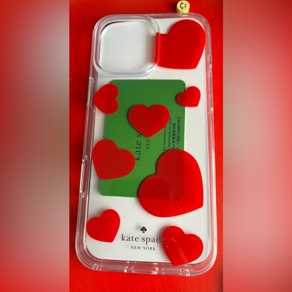 Kate Spade Transparent Case with Vibrant Red Hearts,iPhone 16 Pro Max. - Picture 4 of 13